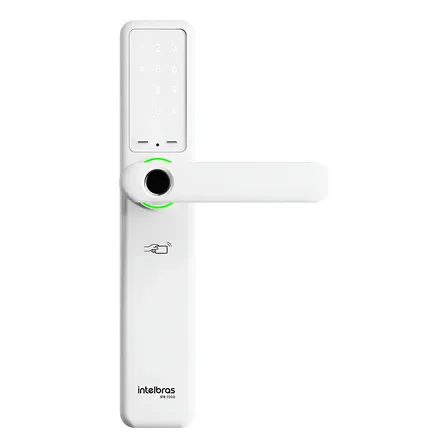 Fechadura Smart Digital Ifr 7000 Intelbras Branca Leitor Biométrico, Senha, Tag E Abertura Por Aplicativo