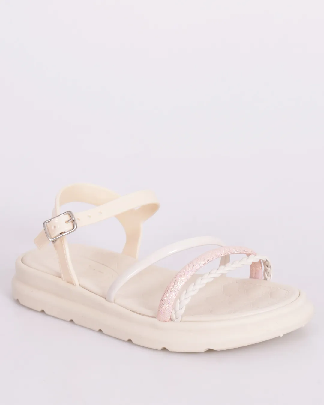 Sandália Infantil Luelua Tiras com Glitter Off White