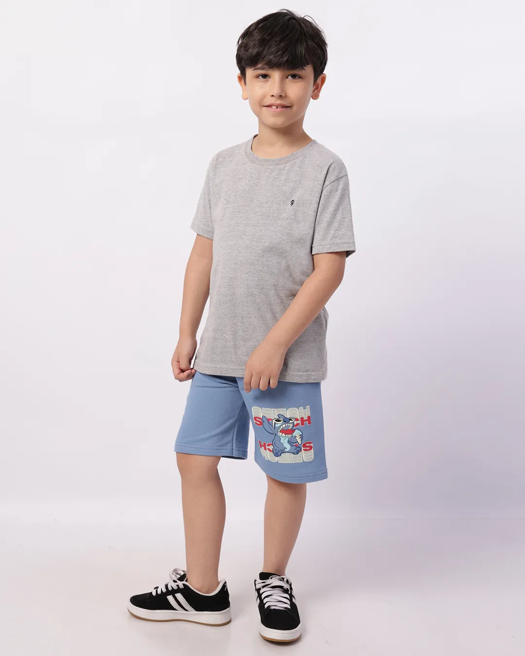 Bermuda Infantil Algodão Moletinho com Estampa Disney Stitch Azul
