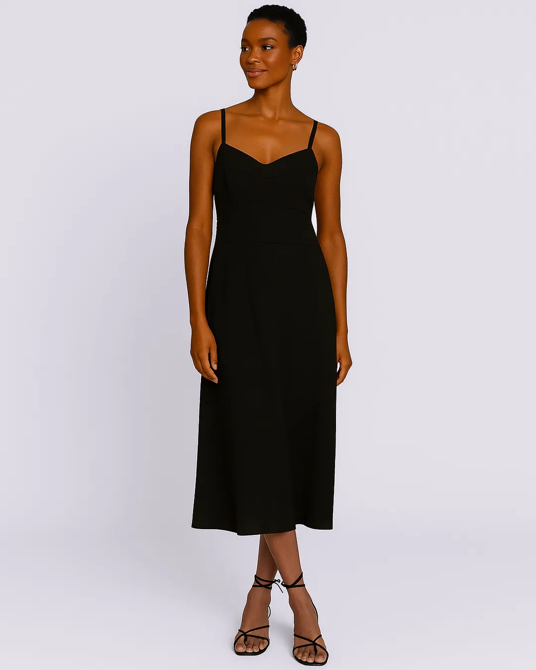 Vestido Feminino Midi com Zíper Preto
