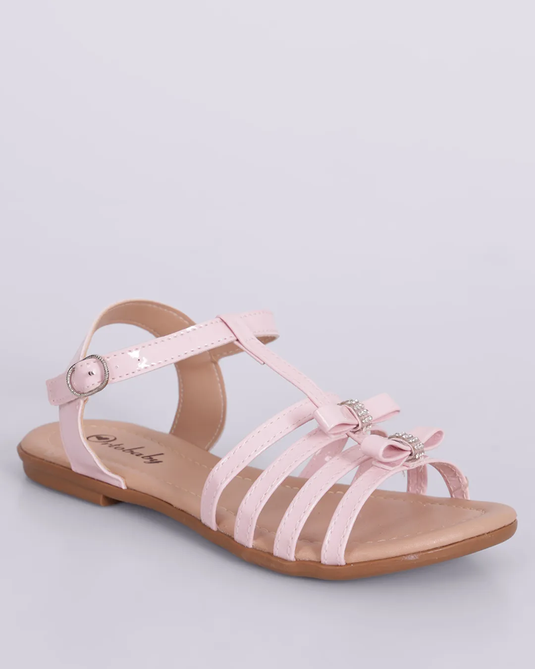 Sandália Infantil Fivela Aplicação com Strass Rosa