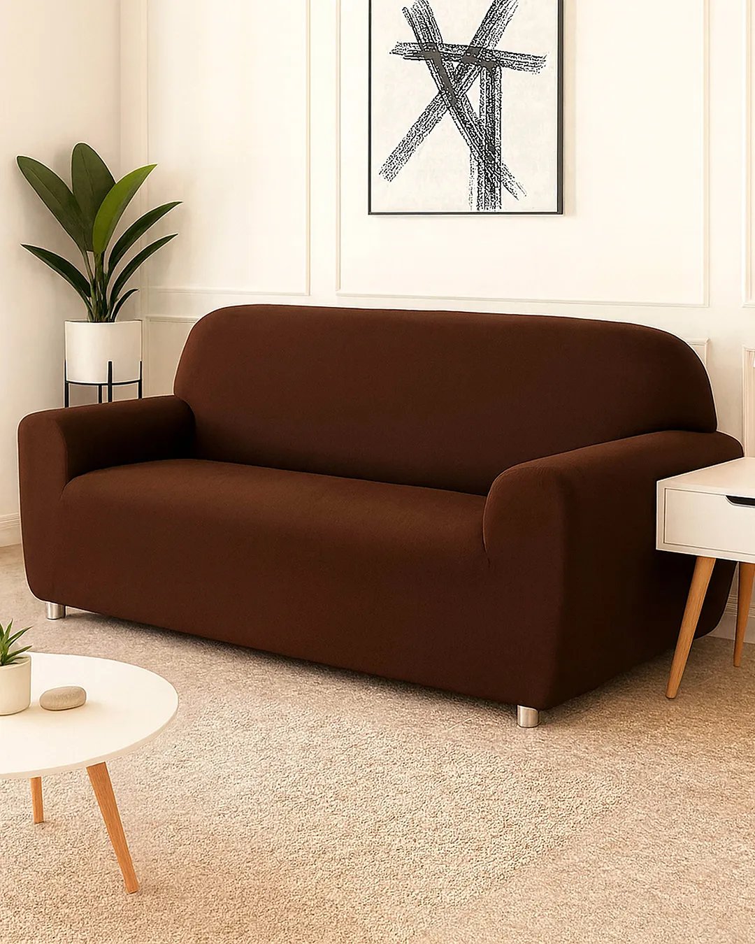 Capa Para Sofá 2 Lugares Arte & Cazza Malha Gel com Elástico Marrom