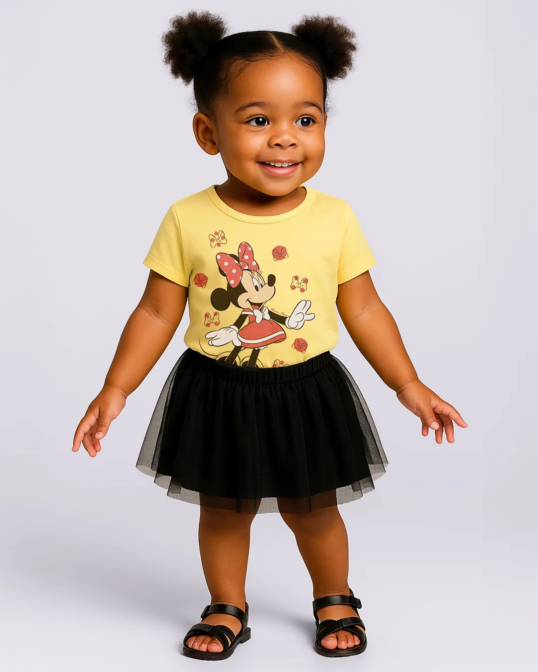 Camiseta Bebê Disney Minnie Manga Curta Amarela