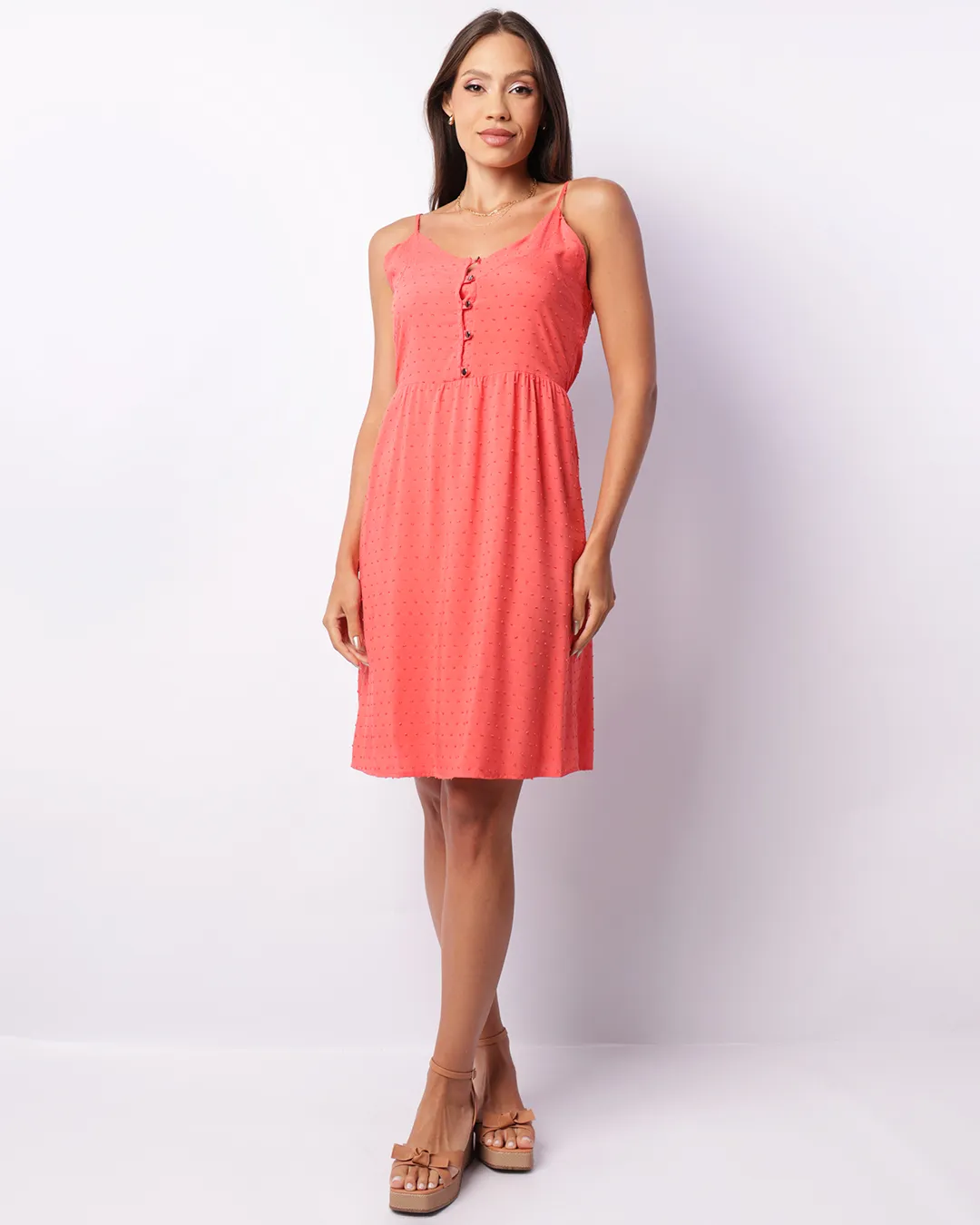 Vestido Feminino Curto Berry & Co. Viscose Pipoquinha Laranja