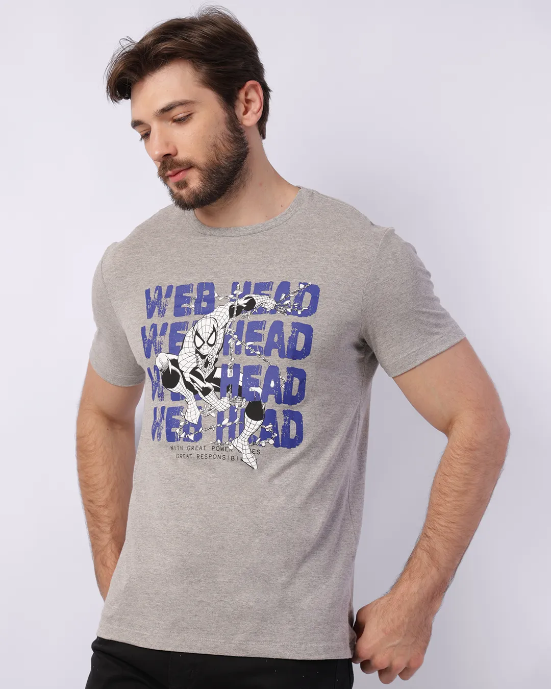 Camiseta Masculina Marvel Homem Aranha Cinza