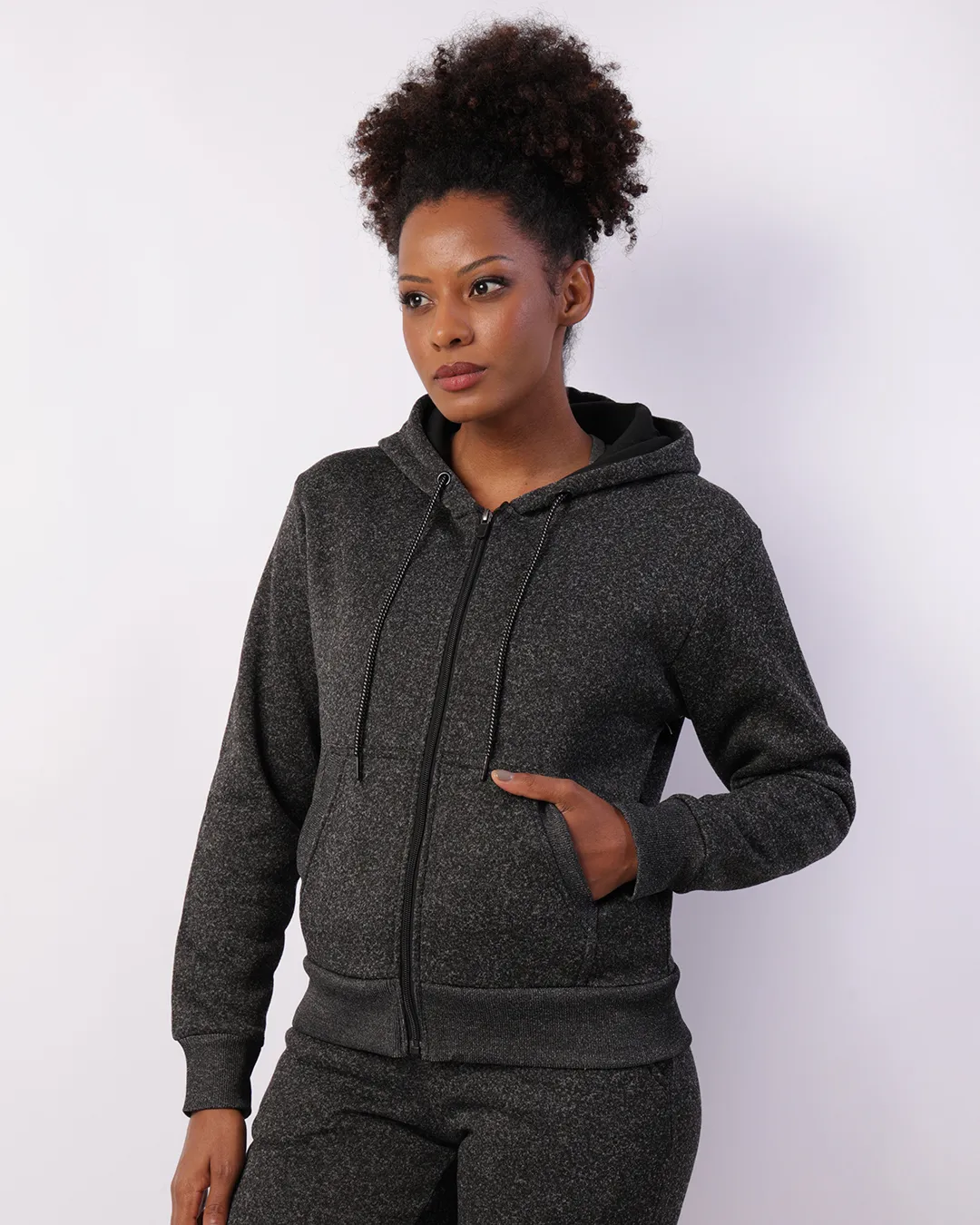 Jaqueta Moletom Fitness Feminina Fitter Com Capuz Preta
