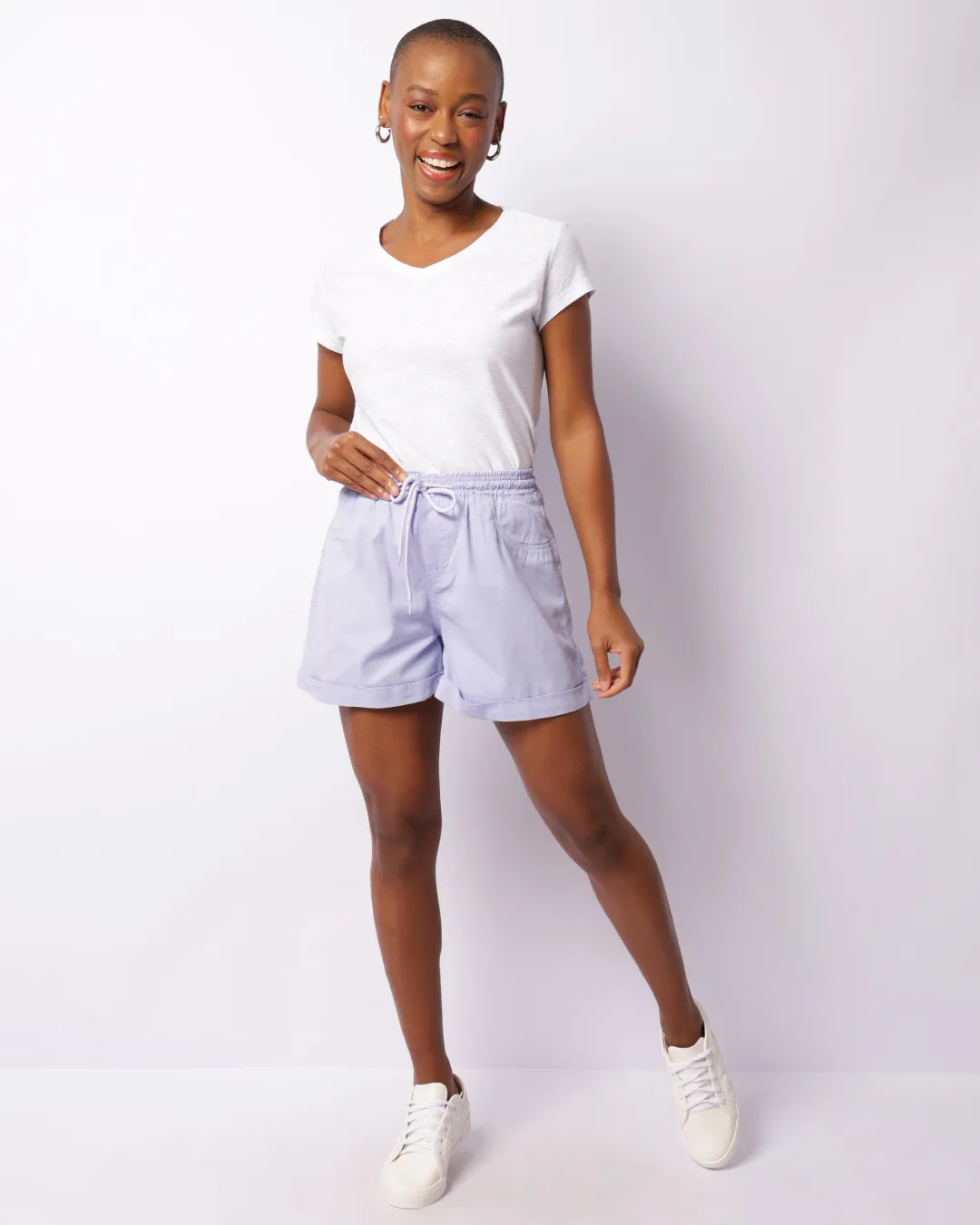 Short Sarja Feminino Curto com Bolsos Lilás