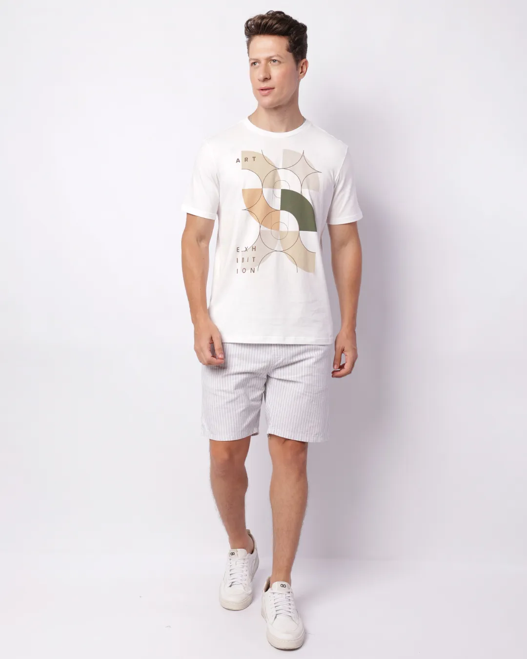 Bermuda Sarja Masculina Reta Listrada Cinza