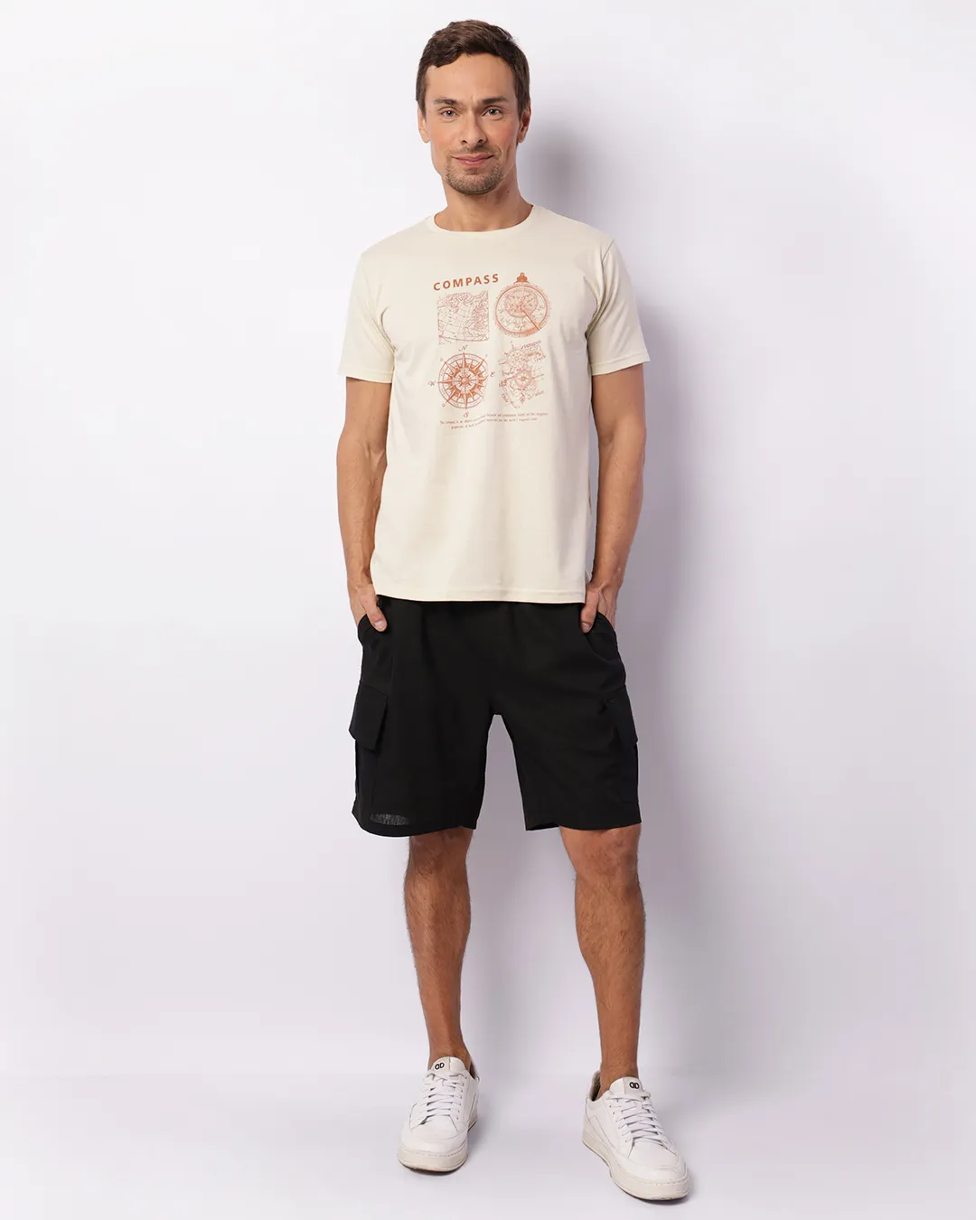 Bermuda Masculina Reta Bolso Cargo Preta