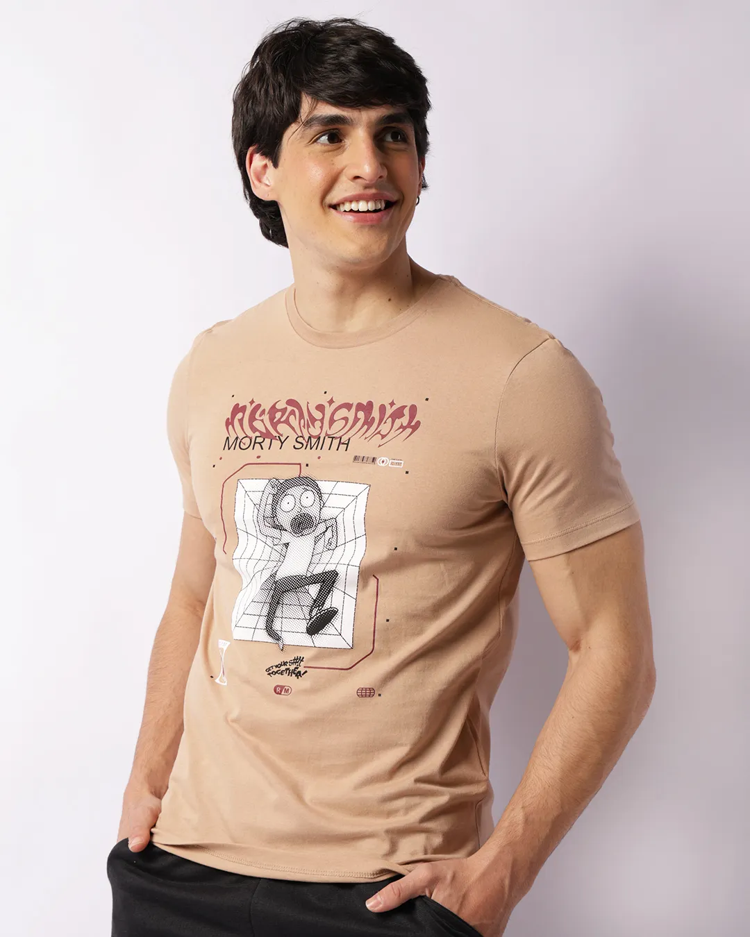 Camiseta Masculina Rick And Morty Manga Curta Bege
