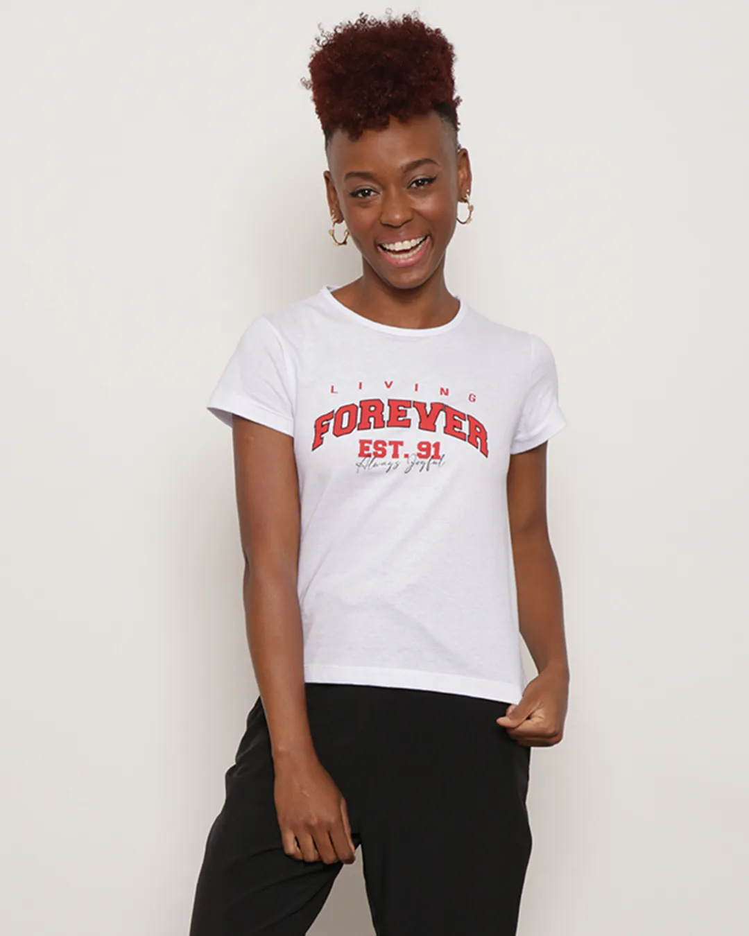 Blusa Feminina Manga Curta Forever Branca
