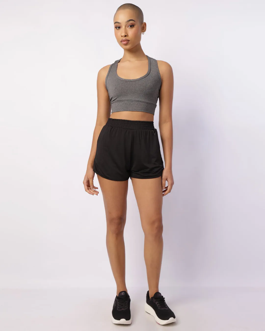 Short Fitness Feminino Fitter Sobreposição Proteção UV50+ Preto