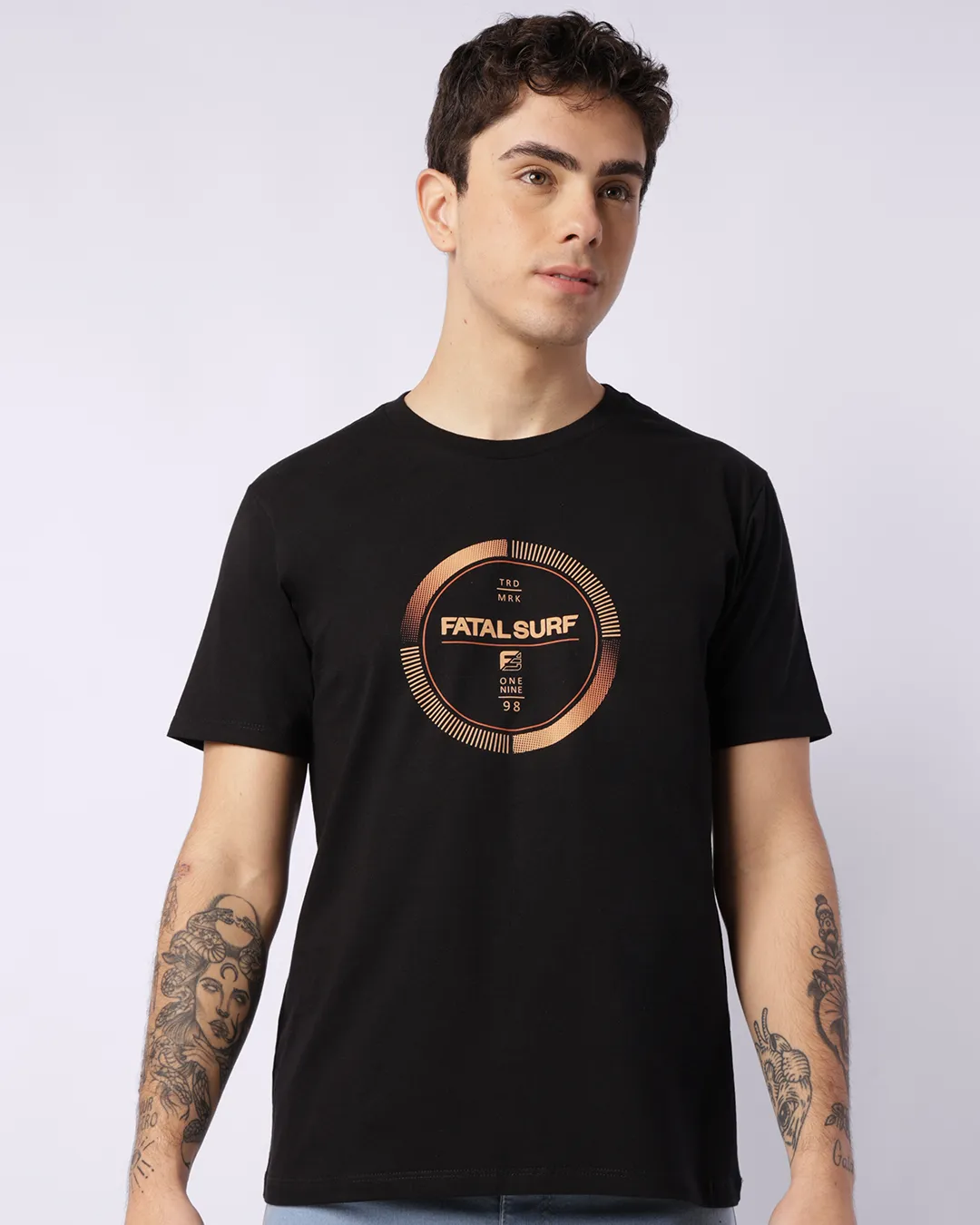Camiseta Masculina Fatal Algodão com Estampa Manga Curta Preta