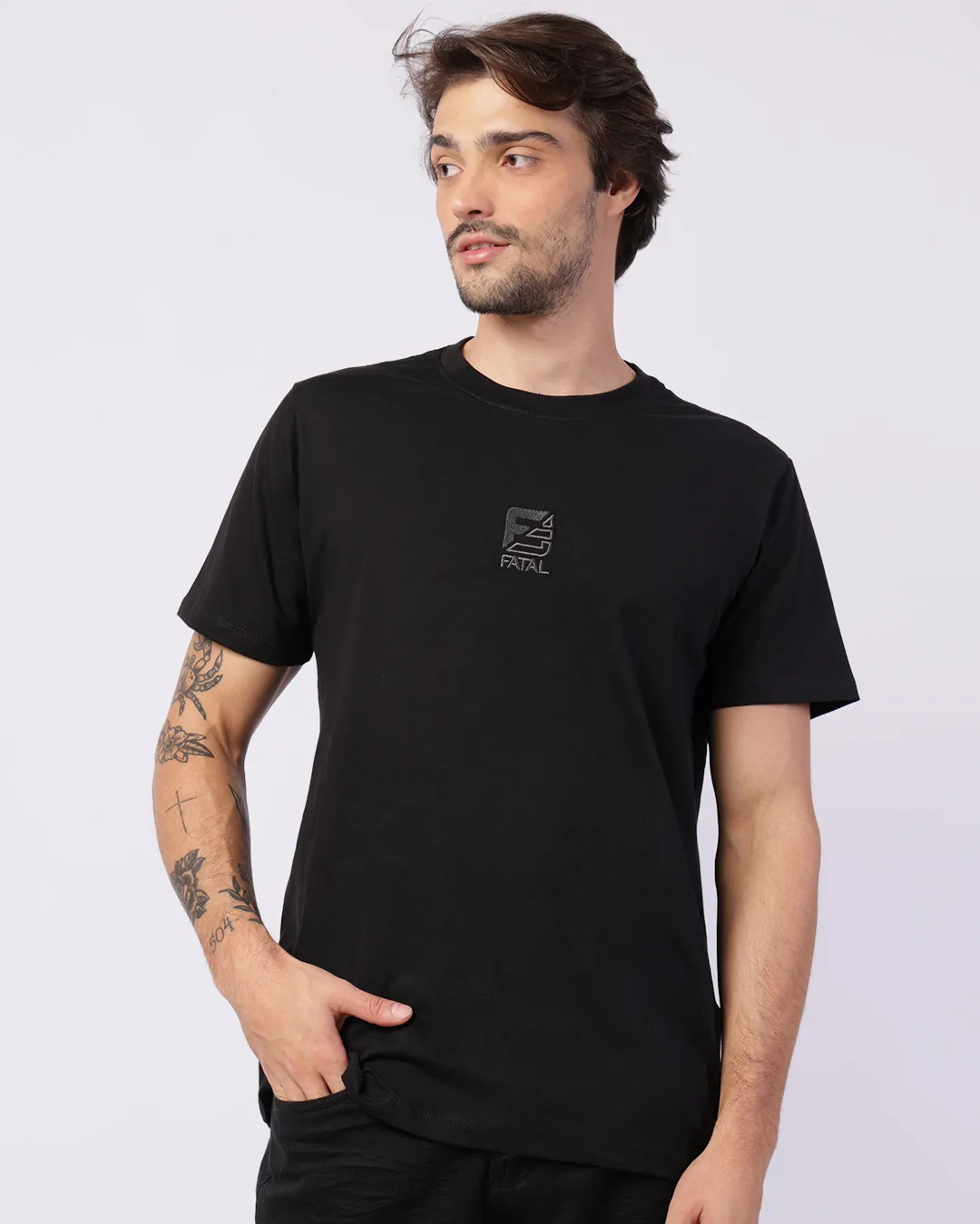 Camiseta Masculina Fatal Manga Curta Preta