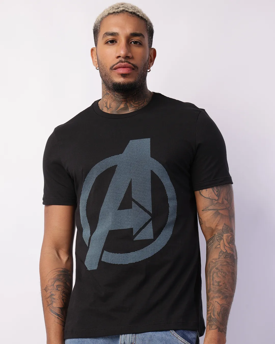 Camiseta Masculina Marvel Os Vingadores Manga Curta Preta