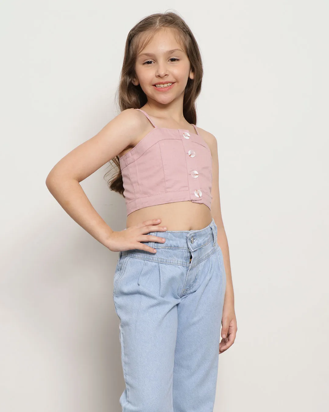 Regata Sarja Infantil Cropped Alcinha Rosa