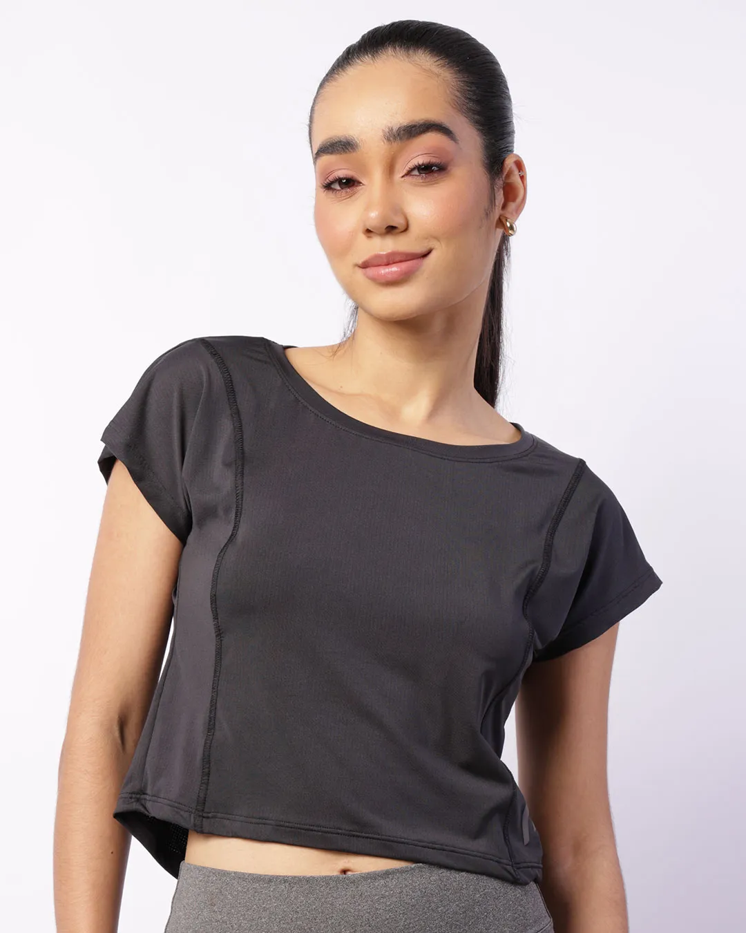Blusa Fitness Feminina Fitter Cropped Tela Preta