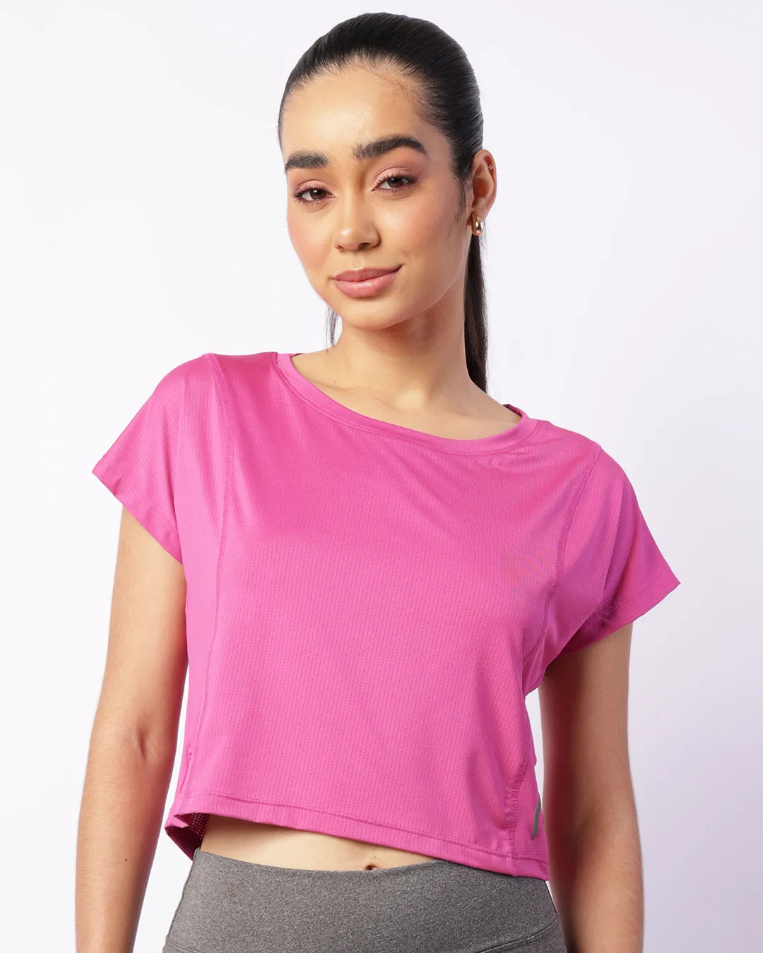 Blusa Fitness Feminina Fitter Cropped Tela Rosa