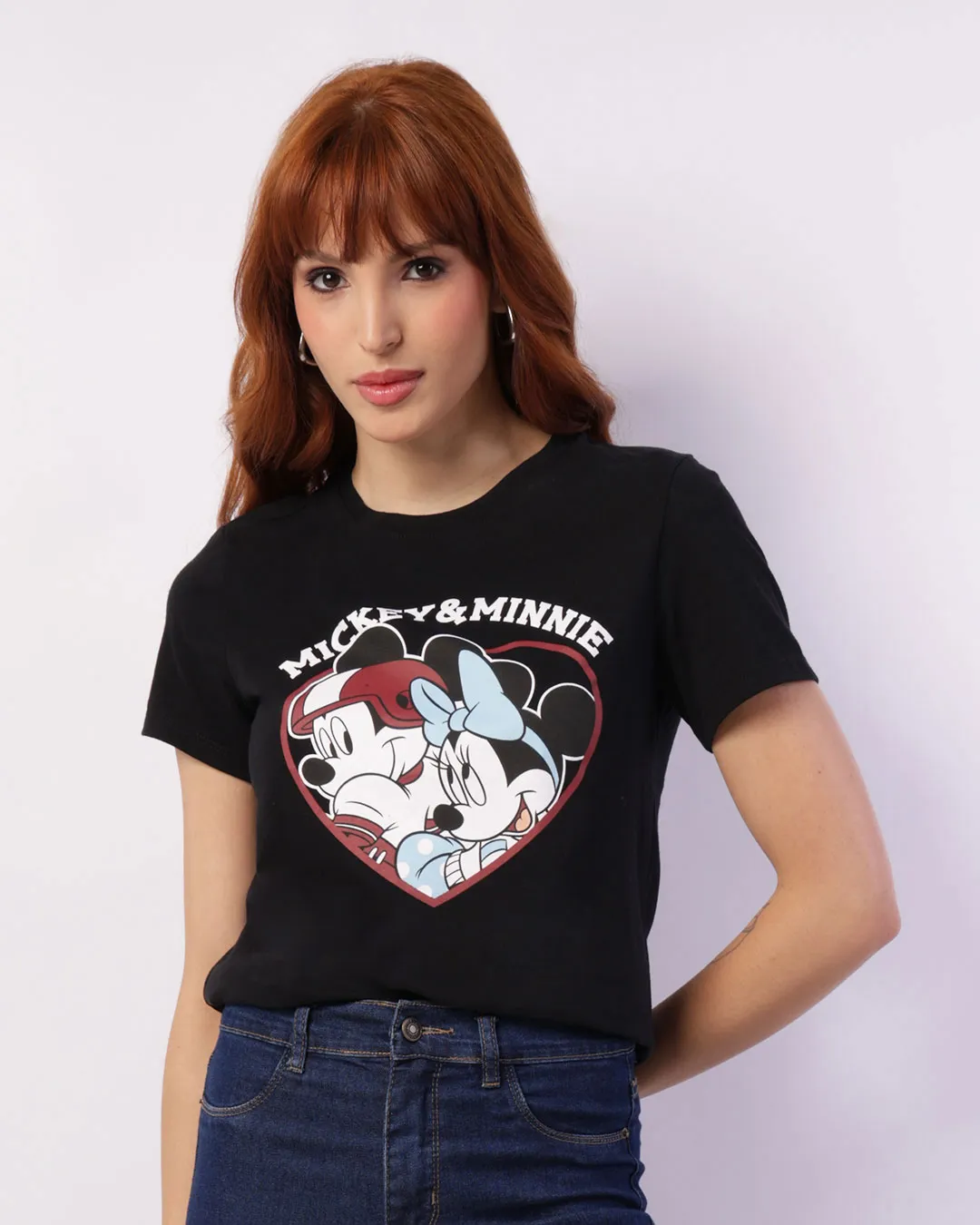 Camiseta Feminina Disney Mickey & Minnie Preta