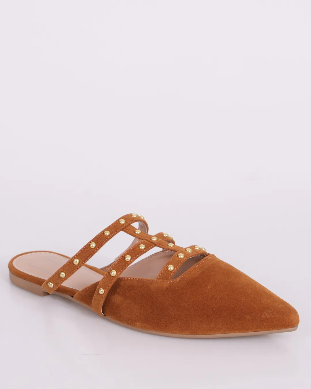 Mule Feminina Donatta com Tachas Bico Fino Bege