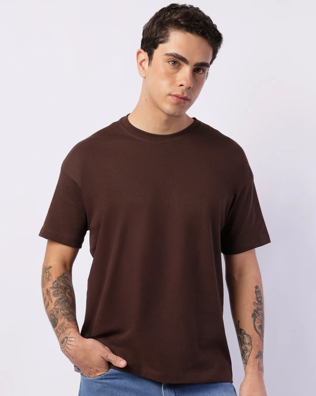 Camiseta Masculina Básica Manga Curta Marrom
