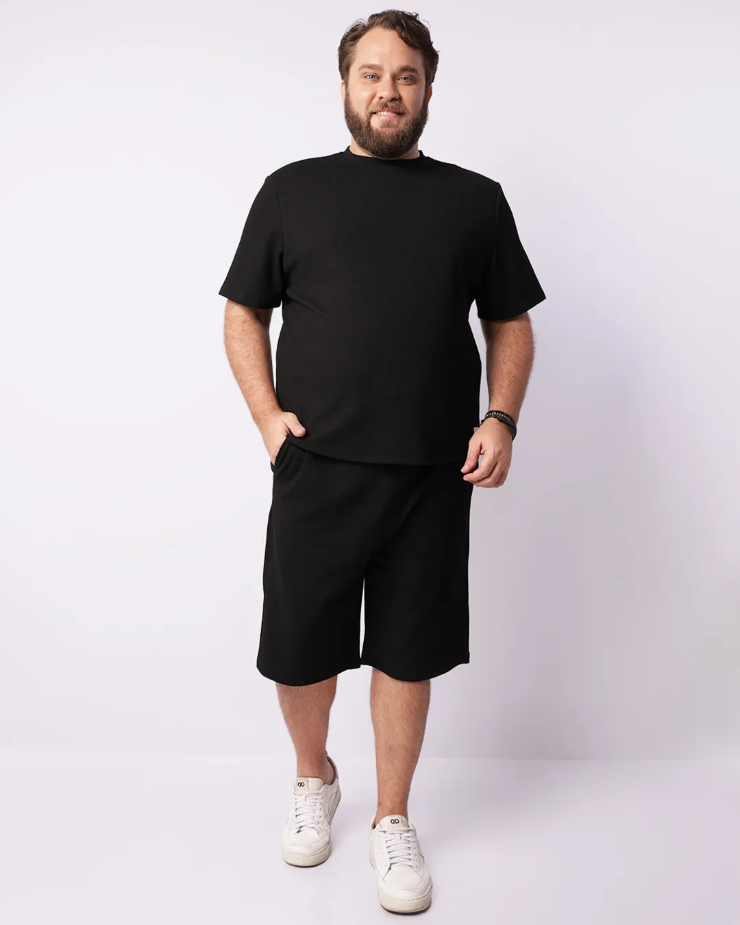 Bermuda Plus Size Masculina Texturizada Preta
