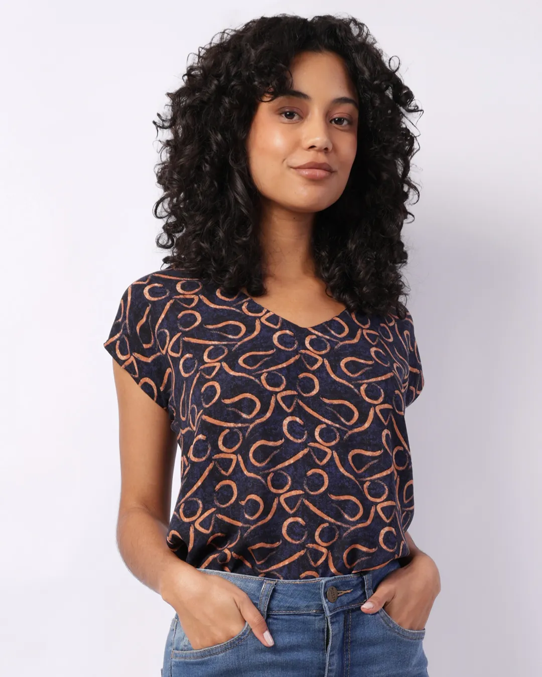 Blusa Feminina Berry & Co. Estampada Marinho