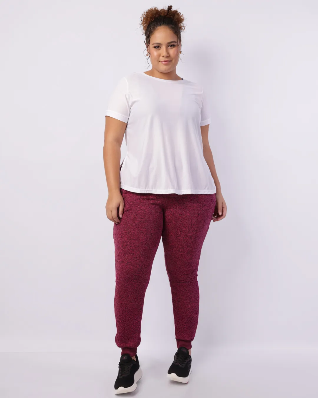 Calça Moletom Fitness Plus Size Feminina Jogger Fitter Rosa
