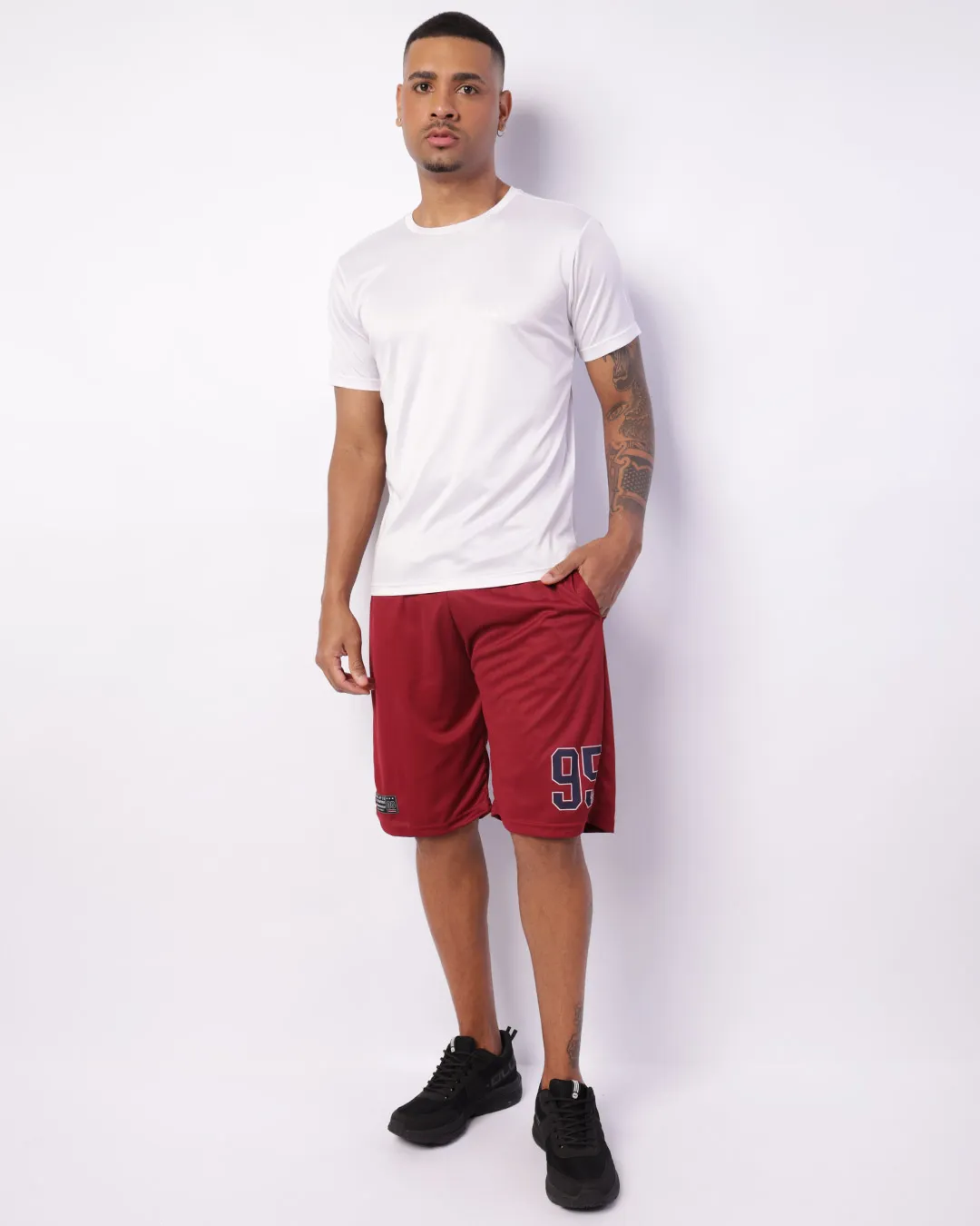 Bermuda Esportiva Masculina Dry Fit Estampa Basquete Com Cordão Vinho