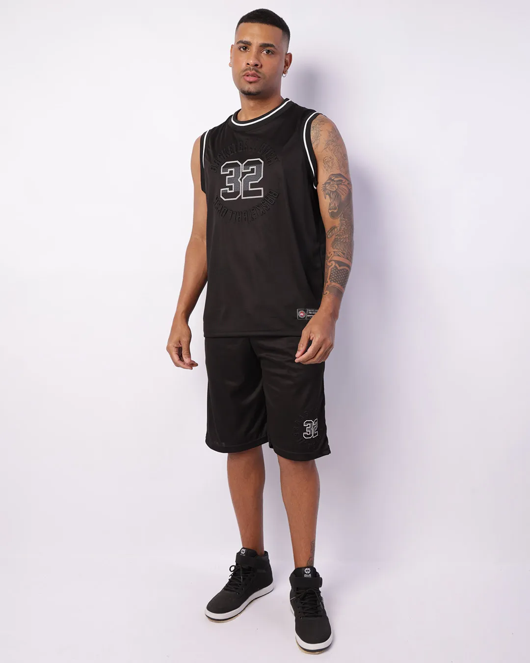 Bermuda Esportiva Masculina Dry Fit Estampa Com Cordão Preta