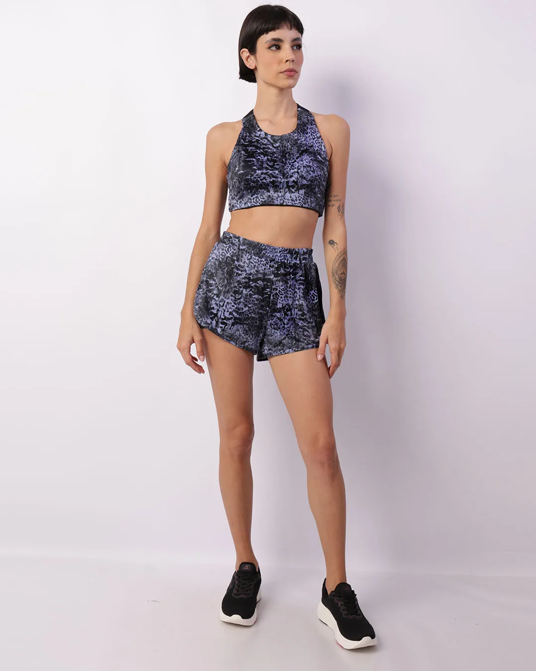 Short Fitness Feminino Fitter Estampado Com Bolso Interno Azul