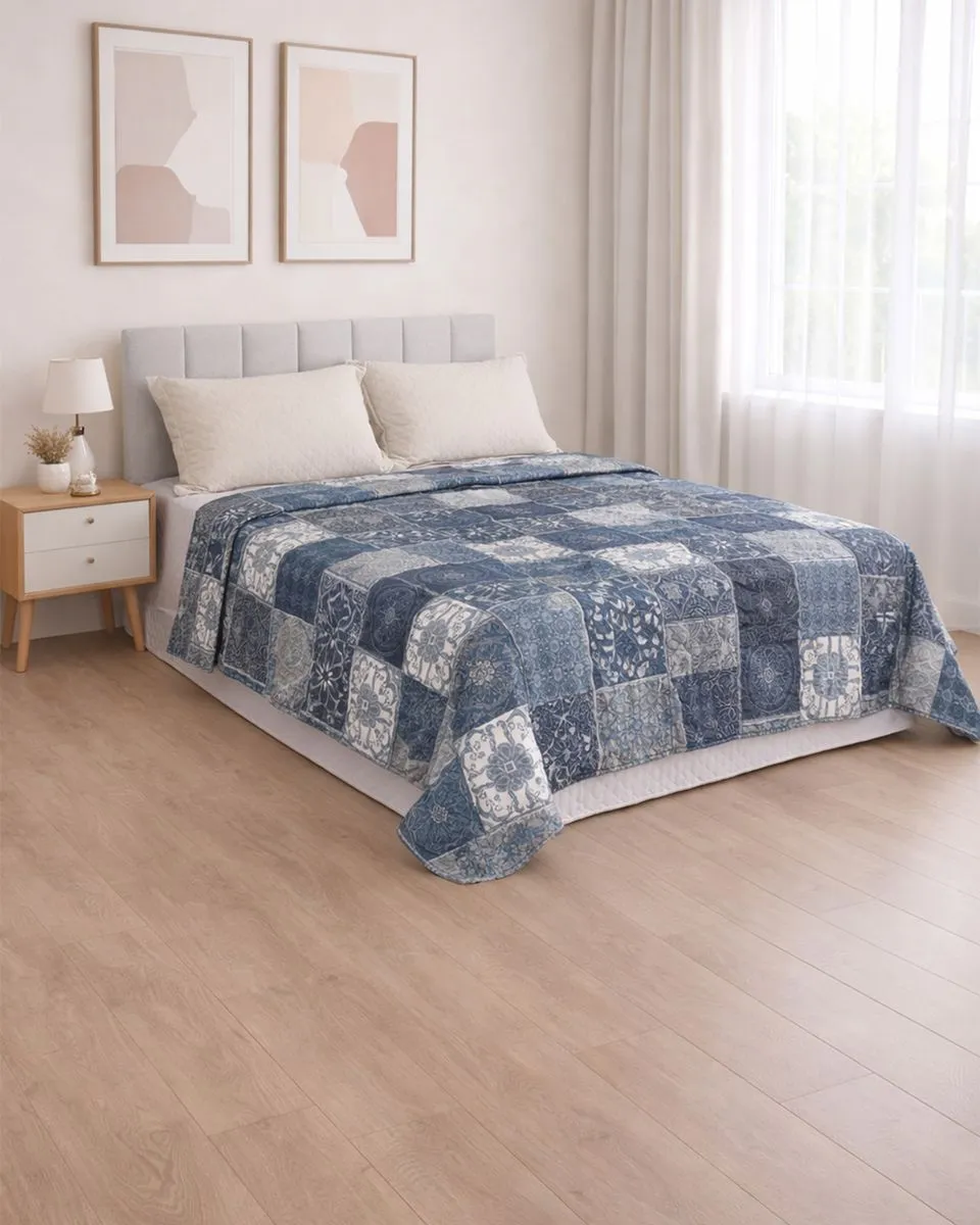 Colcha Casal Arte & Cazza 180cmx215cm Matelassê Marinho