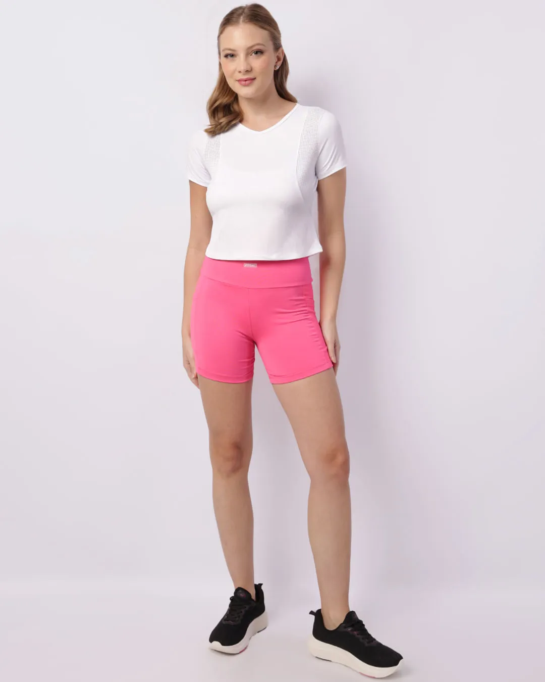 Bermuda Fitness Feminina Ciclista Fitter Texturizada Bolsos Rosa