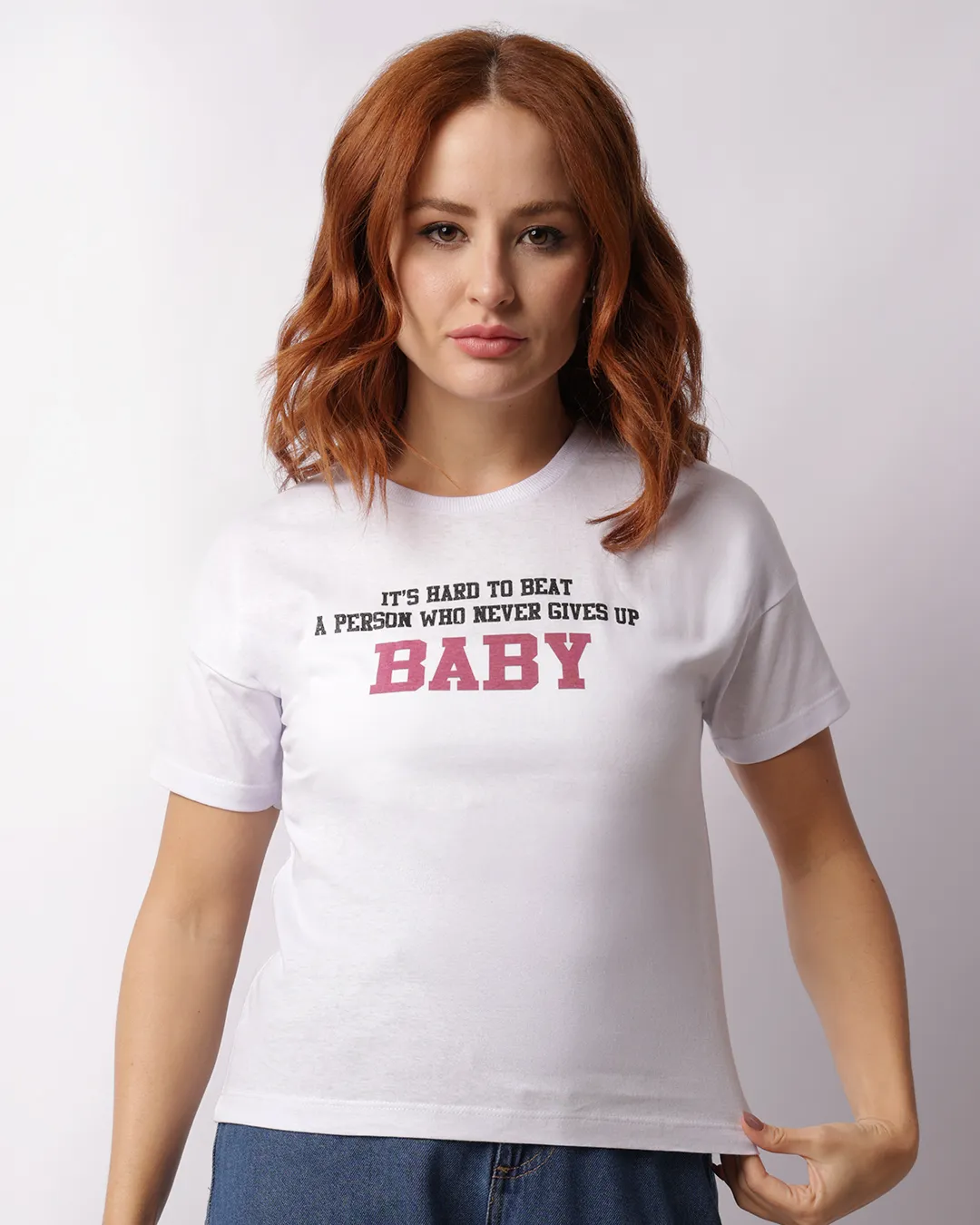 Camiseta Feminina Estampa Frontal Manga Curta Branca