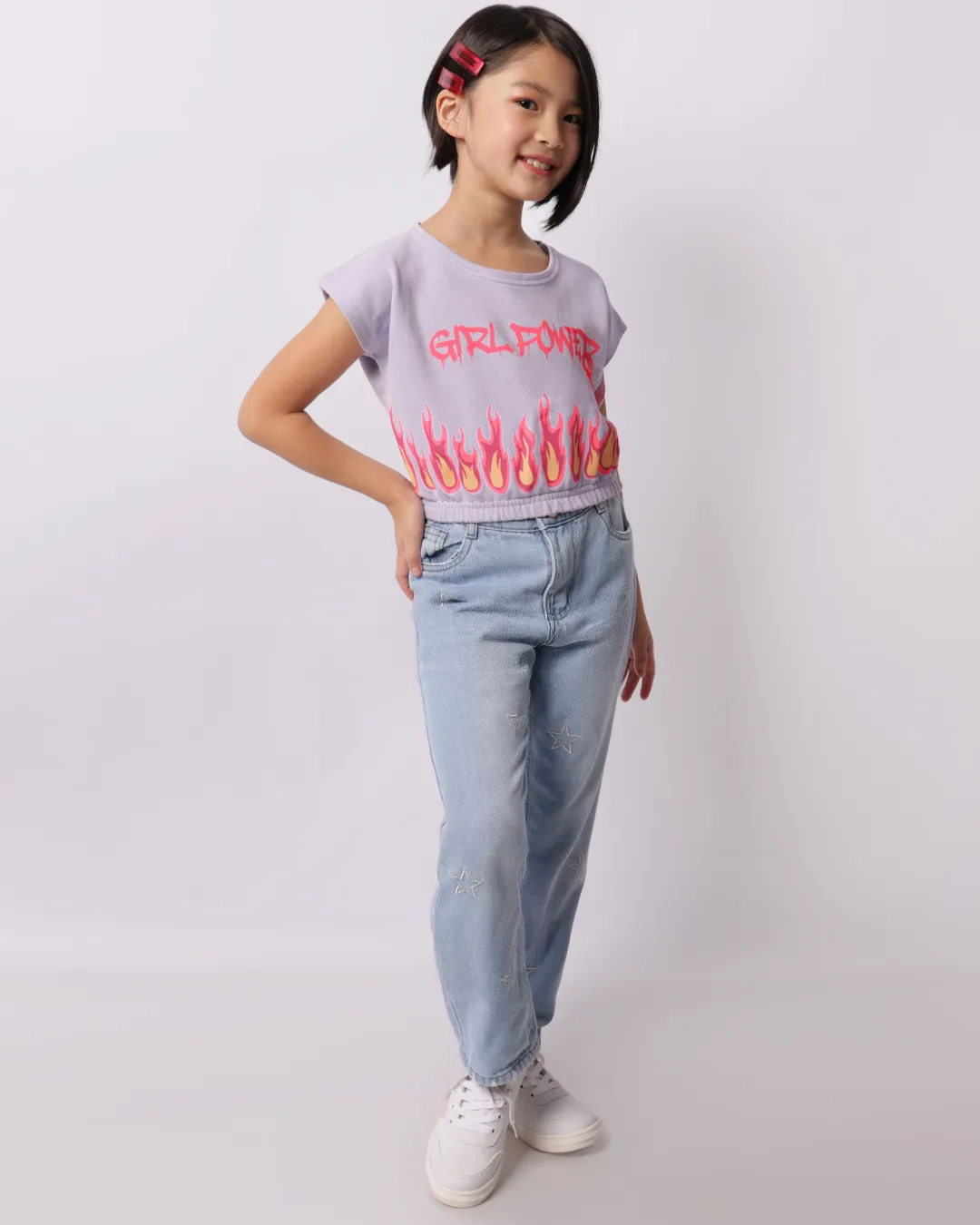 Calça Jeans Infantil Skinny Com Estrelas Bordadas Azul