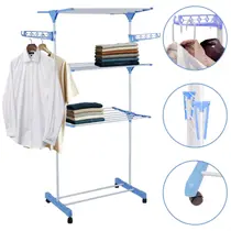 Varal De Chão Vertical Para Roupas 3 Andares Dobrável Portátil Grande