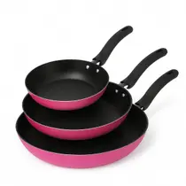 Jogo De Frigideiras Francesas 3 Peças 14 18 24cm Rosa Nacional