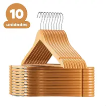 Kit 10 Cabide De Madeira Adulto Organizador Roupas Armário