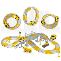 Pista de Carrinhos Construção 180 Peças Brinquedo Infantil com Carrinho que Anda Sozinho