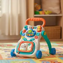 Andador de Empurrar Musical Bebê Divertido com Luz Rodinhas