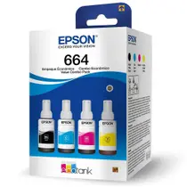 Kit 4 tintas T664 para L120 L1300 L395 664 T644 L396 L355 L555 L365 L355