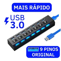 Adaptador Hub Usb 3.0 7 Portas Extensão Rápida Pendrive Not HD Mouse Régua USB Ultra Rápido Extensor USB 3.0 Com Led Indicador