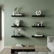 Kit 6 Prateleiras 30cm MDF Preto Nicho Sala Quarto Banheiro