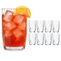 Jogo Copos Topazio 360 Ml Nadir Vidro Suco Agua 8 Unidades