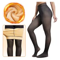 Kit 2 Meias Calça De Lã Térmica Translúcida Forrada Pelinho Pelúcia