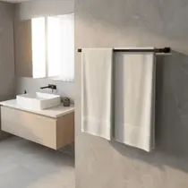 Porta Toalha Toalheiro Duplo De Banheiro Lavabo 60cm Aço Inox 304 Preto Fosco Q-TD60PF