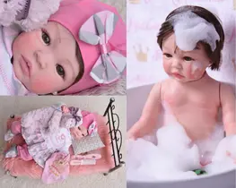 Bk Castanha Xadrez Boneca Bebe Reborn Menina Silicone