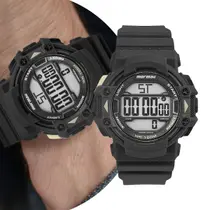 Relógio Masculino Digital De Pulso Preto com Pulseira de Silicone à Prova D Água Resistente Shock Redondo Esportivo Surf Mormaii