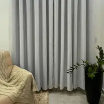 Cortina Blackout 4,00 x 2,80 Com Voil Para Sala Quarto Escritoriol Tecido Forro Corta Luz Grosso Ilhós Cromados