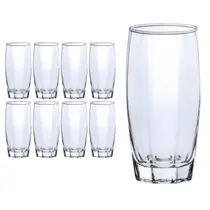 8 Copos de Vidro 370ml Florence Transparente Suco Agua